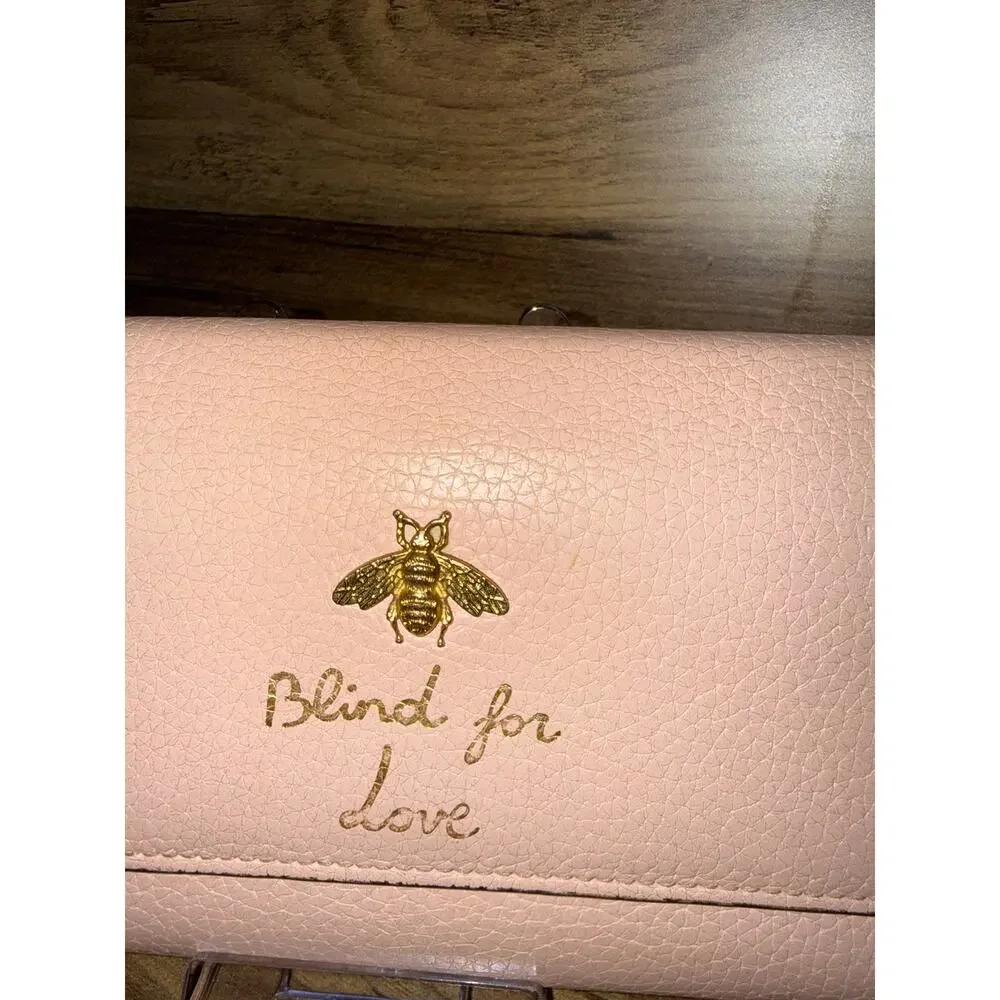 Gucci Blind for Love Bee Long Wallet – Pink Leather with Gold Hardware & Bee
